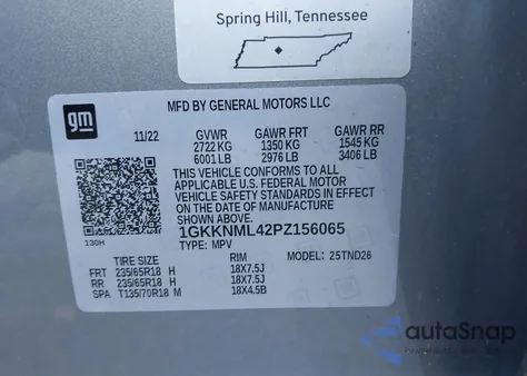 2023 GMC Acadia Fwd Slt z USA, uszkodzony, nr VIN 1GKKNML42PZ156065